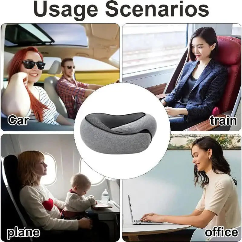 360° Memory Foam Travel Neck Pillow – Adjustable U-Shaped Neck Support for Travel & Sleep