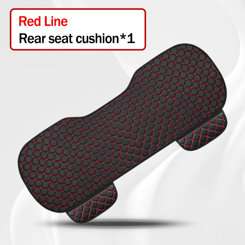 Black rear seat cushion with white line design on a gray background