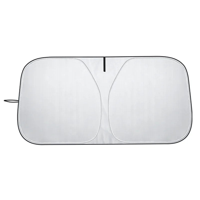Car sunshade with a handle on a white background