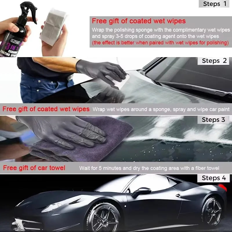 Car Ceramic Nano Coating Spray with Hydrophobic Gloss Protection