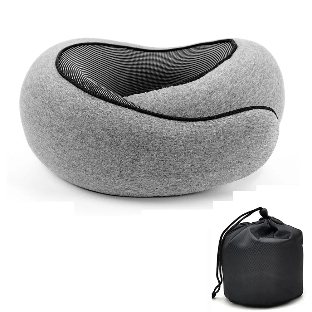 360° Memory Foam Travel Neck Pillow – Adjustable U-Shaped Neck Support for Travel & Sleep
