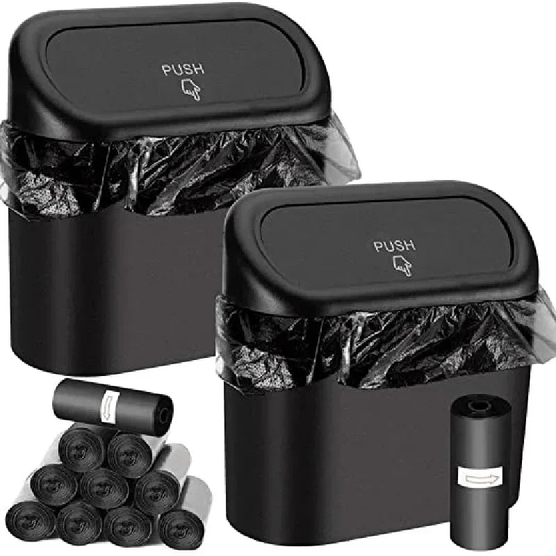 Compact Leakproof Car Trash Bin with Lid