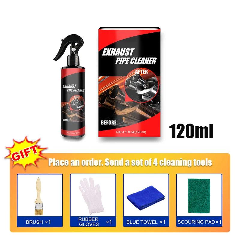 SEAMETAL Exhaust Pipe Cleaner Kit – Rust Remover & Metal Brightener with Brush, Gloves & Towel