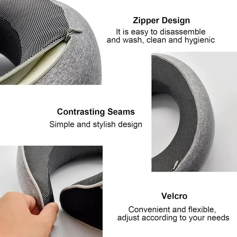 360° Memory Foam Travel Neck Pillow – Adjustable U-Shaped Neck Support for Travel & Sleep