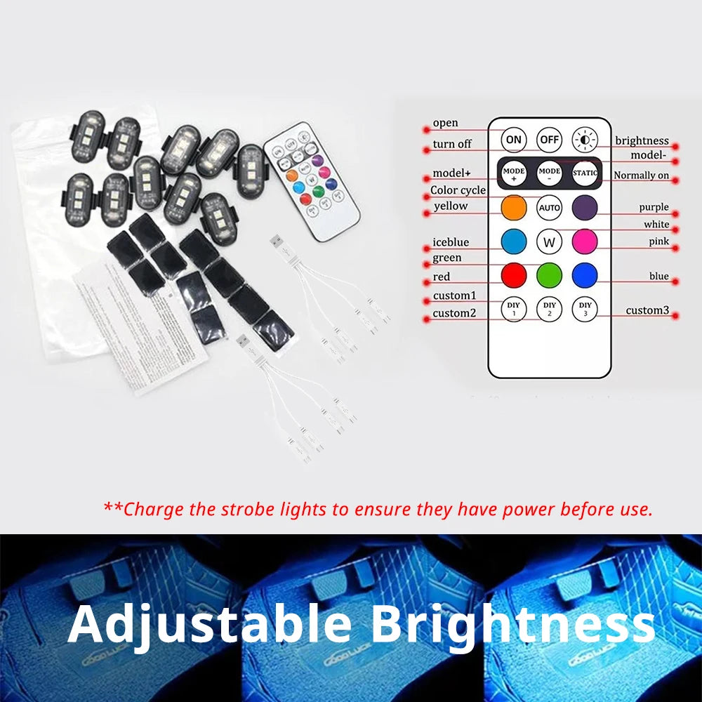 RGB Wireless Interior Atmosphere Light Kit with Remote Control