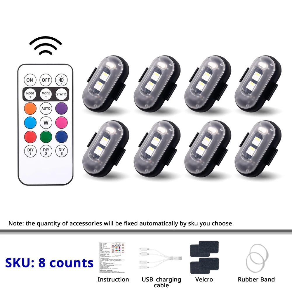 RGB Wireless Interior Atmosphere Light Kit with Remote Control