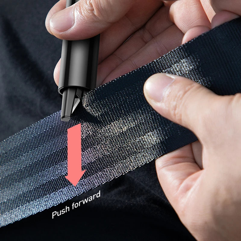 Person using a tool to apply a patch with 'Push forward' text on fabric.