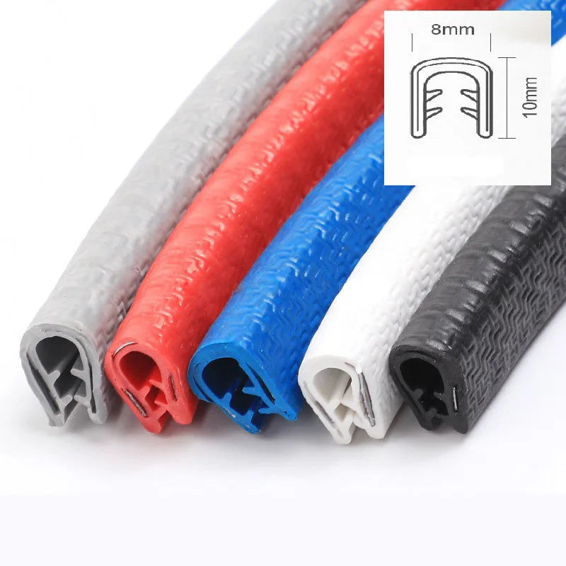 Five colored silicone seals in gray, red, blue, white, and black on a white background with a close-up of one seal showing dimensions.
