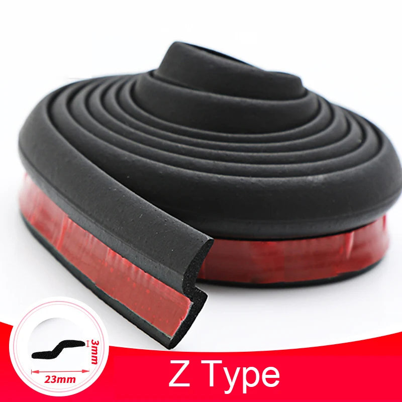 Black and red Z-type door seal strip on a white background