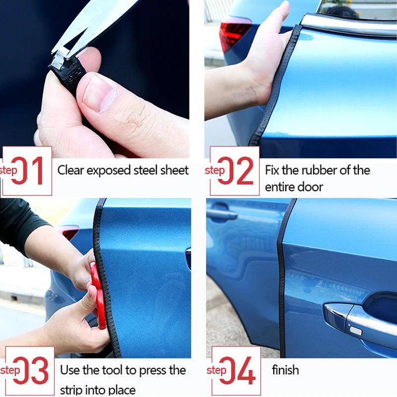 SEAMETAL Universal Car Door Edge Guard Strip – Anti-Scratch PVC & Steel Trim