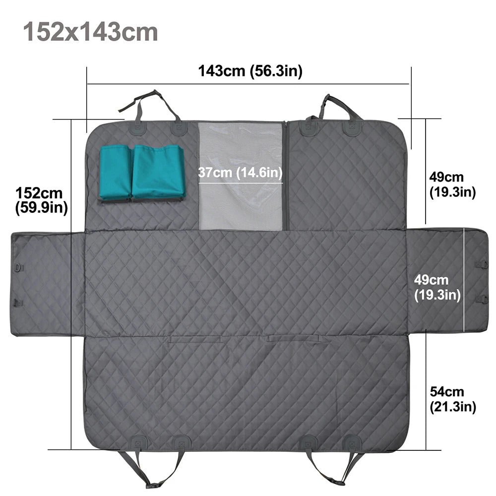 Car mat with dimensions labeled on a white background