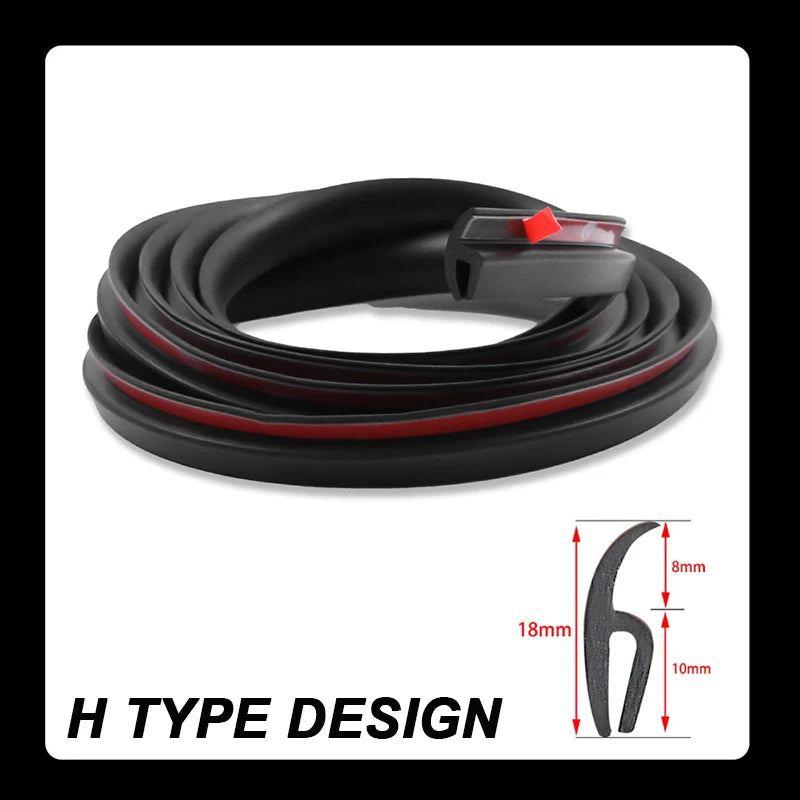 Black H-type design sealant with measurements on a white background