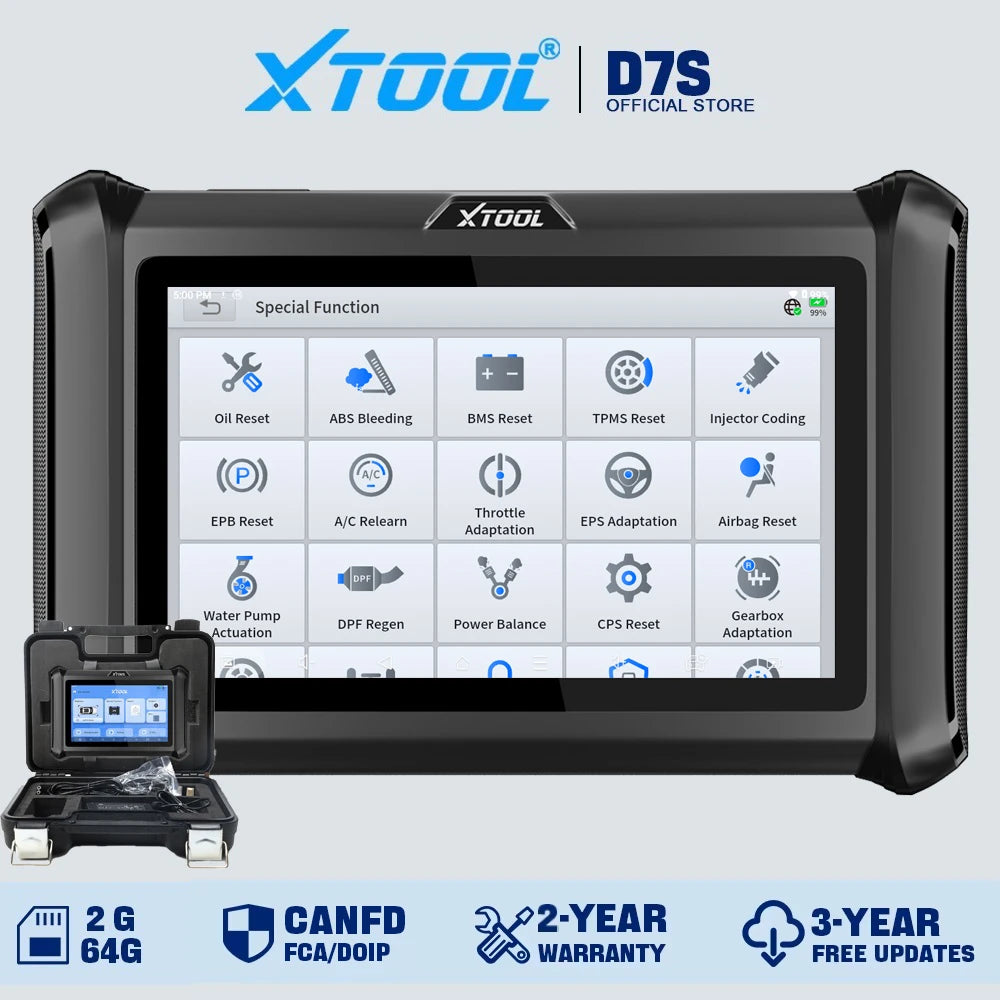 XTOOL D7S Bidirectional OBD2 Scanner with ECU Coding & 39+ Reset Services