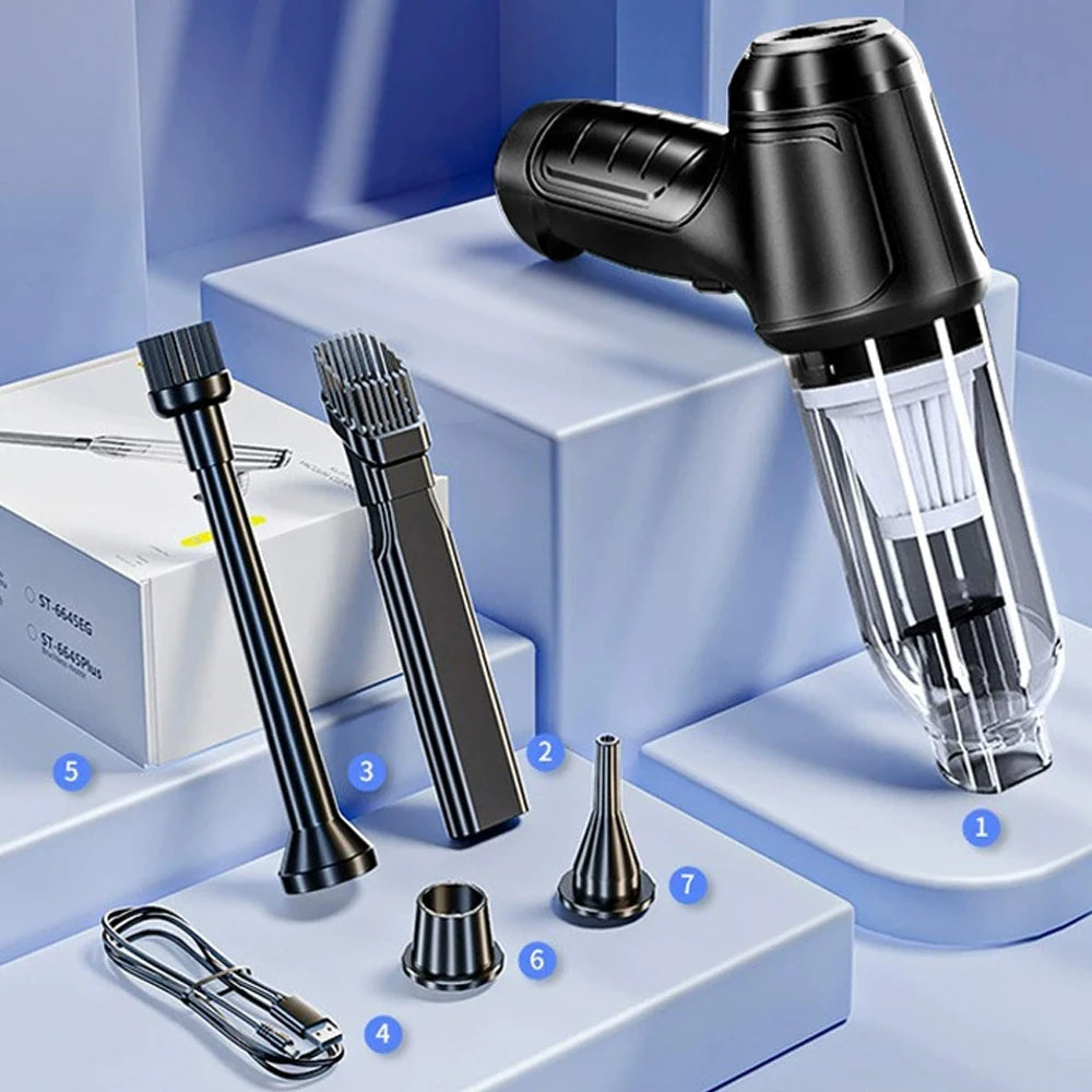 Wireless Handheld Car Vacuum & Air Duster with 2-Speed Cleaning