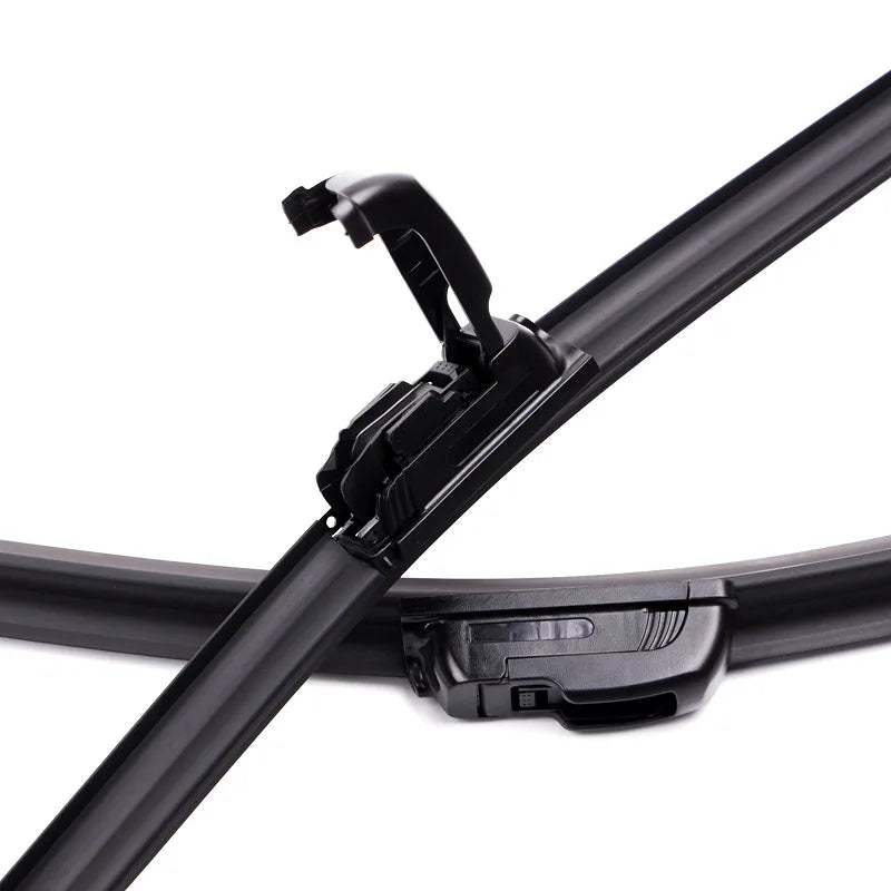 Close-up of a car windshield wiper blade on a white background
