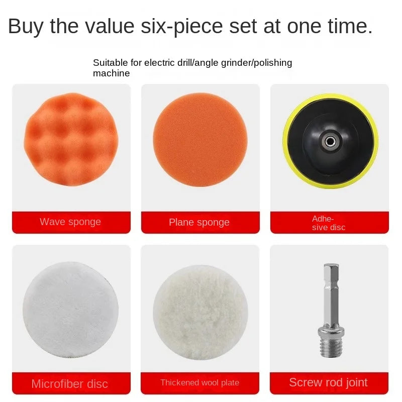 Drill Polishing Pad Set for Car Detailing - Foam, Plush & Waxing Kit