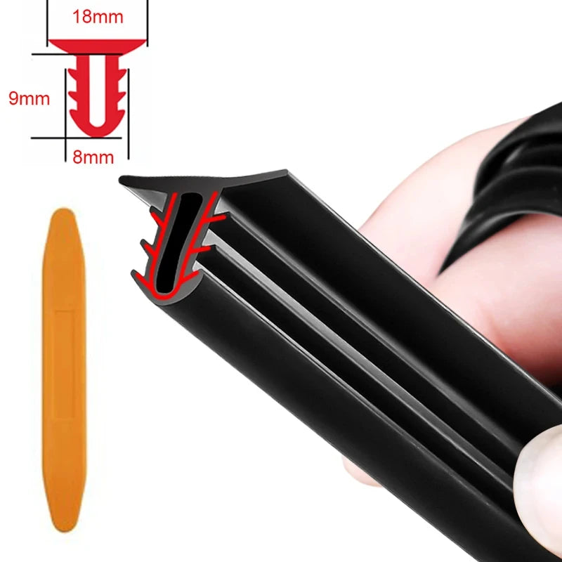 Black plastic strip with measurements and a close-up of a person's hand holding it.