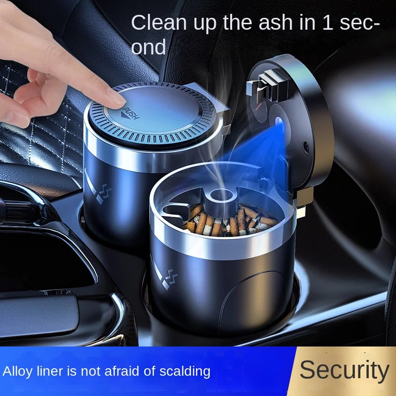Portable LED Car Ashtray with Lid – Cup Holder Fit Travel Ash Tray
