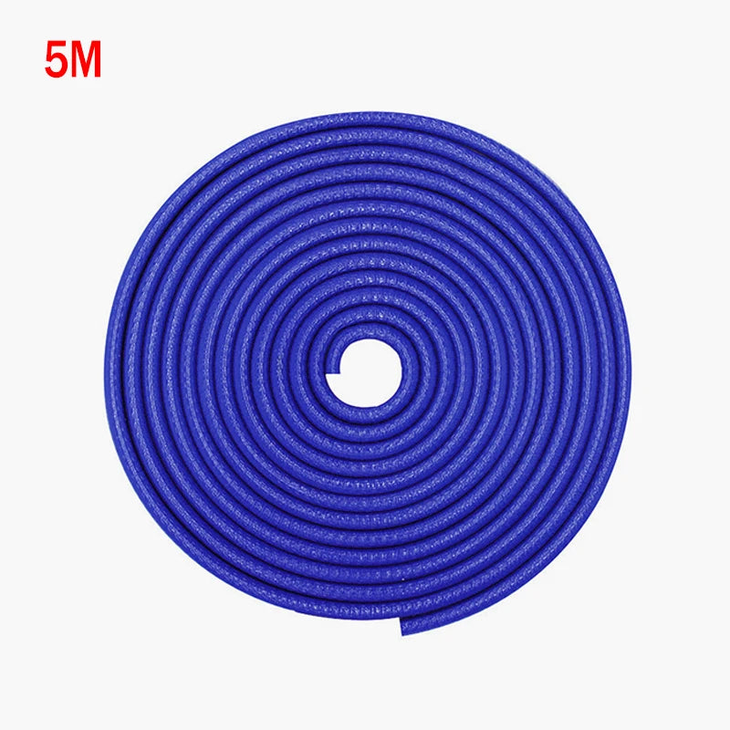 Coiled blue cable with a 5-meter label on a white background