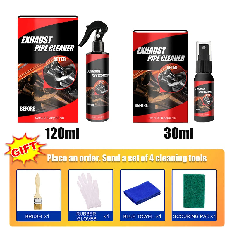 SEAMETAL Exhaust Pipe Cleaner Kit – Rust Remover & Metal Brightener with Brush, Gloves & Towel