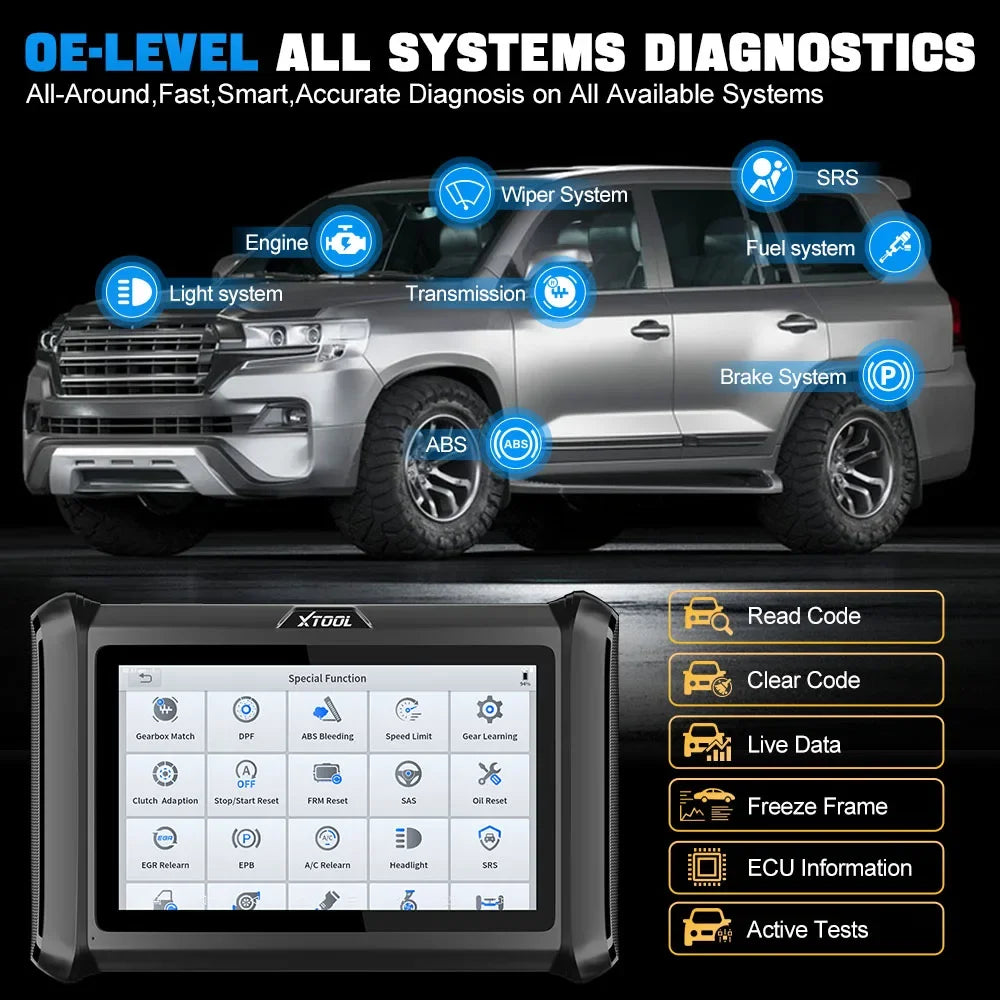 XTOOL D7S Bidirectional OBD2 Scanner with ECU Coding & 39+ Reset Services