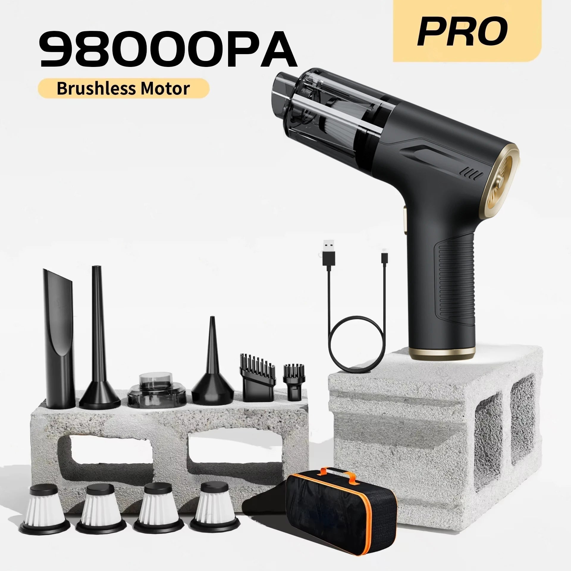 Wireless Handheld Car Vacuum & Air Duster - Up to 98,000Pa