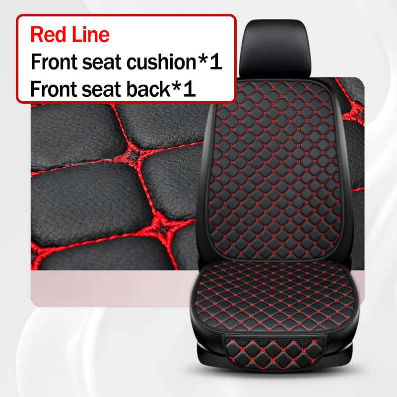 Car seat cover with red stitching on a white background