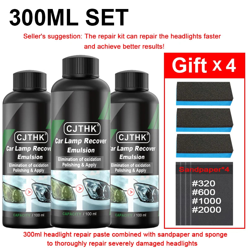 Car Headlight Restoration Kit with Scratch & Oxidation Remover
