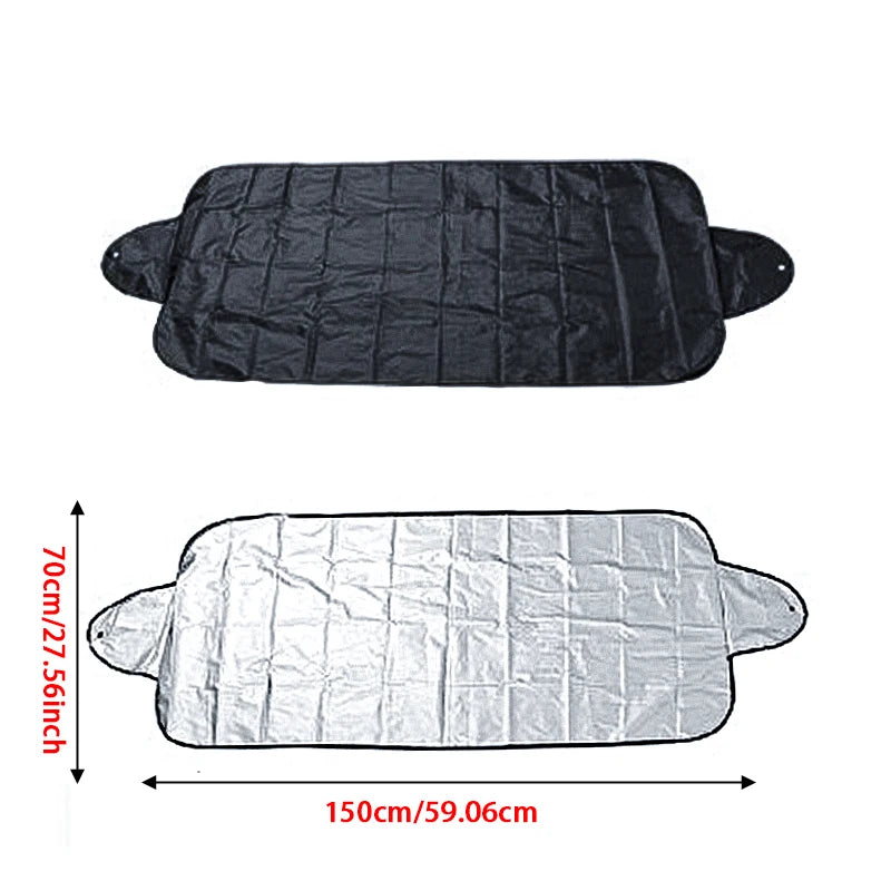 Car sunshade with dimensions on a white background