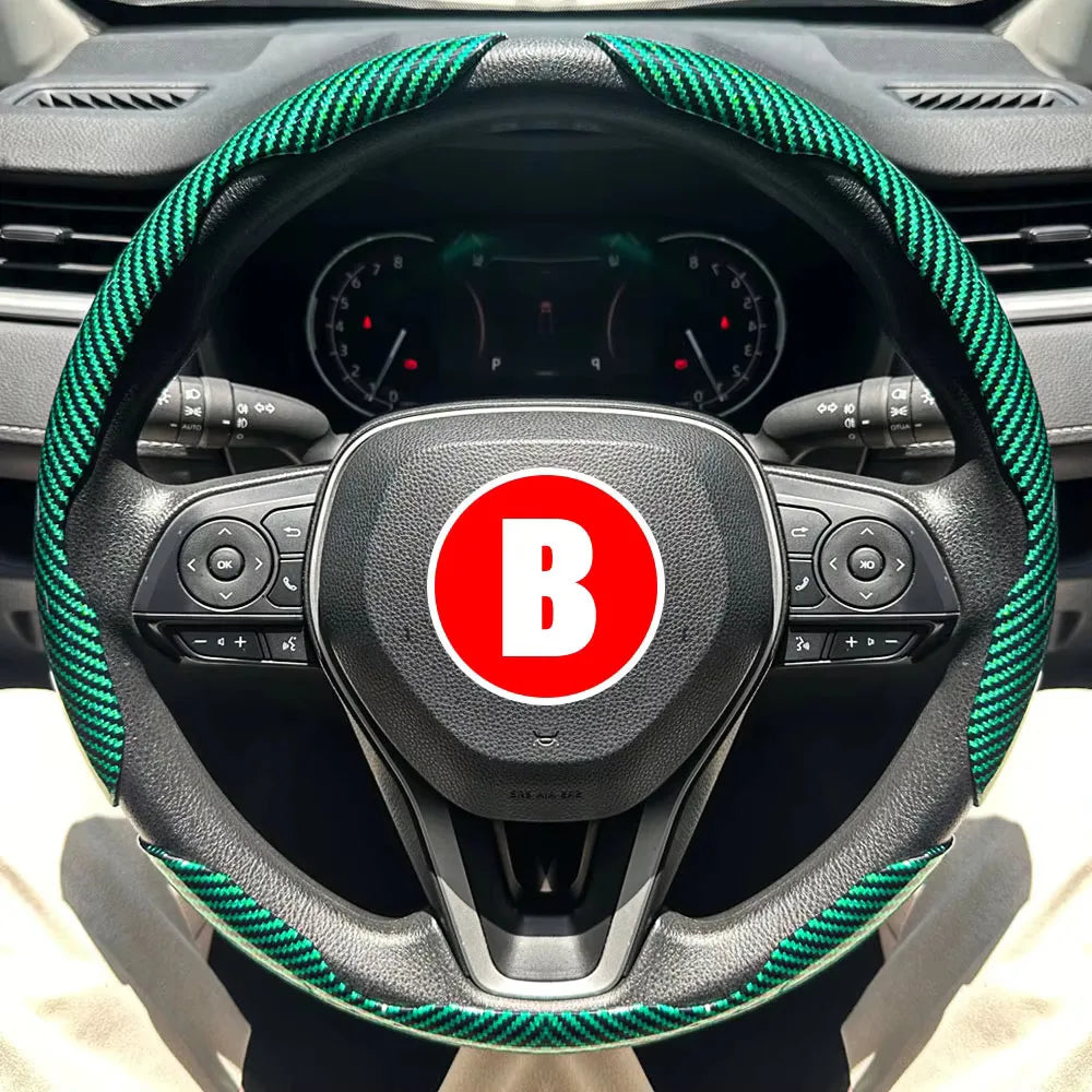 Luxury Carbon Fiber Steering Wheel Grip Cover Set