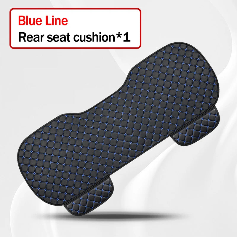 Black rear seat cushion with white line design on a gray background