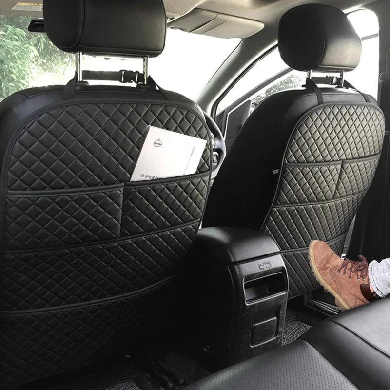 Universal PU Leather Seat Back Protector with Organizer Pocket