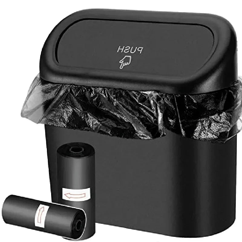 Compact Leakproof Car Trash Bin with Lid