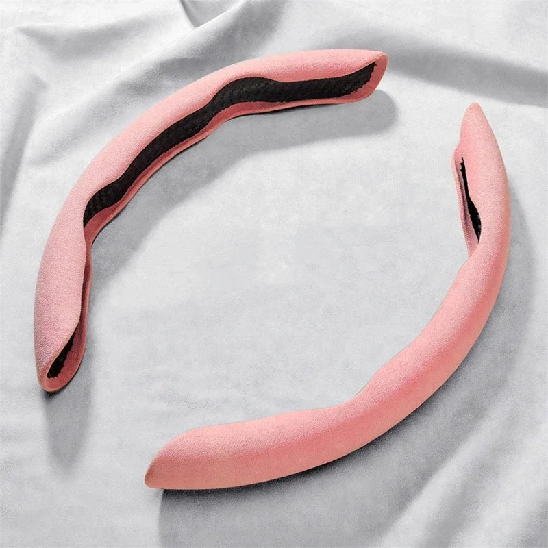 2-Piece Suede Steering Wheel Grip Cover Set