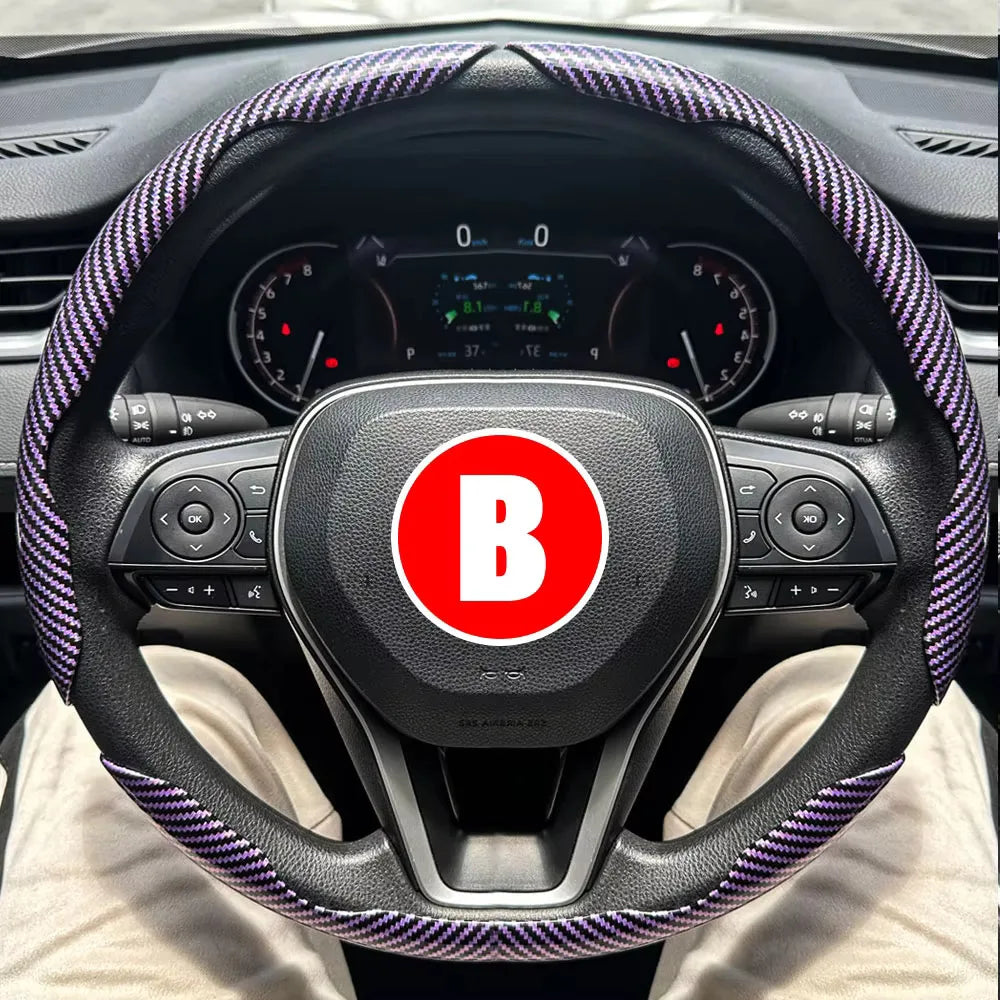 Luxury Carbon Fiber Steering Wheel Grip Cover Set