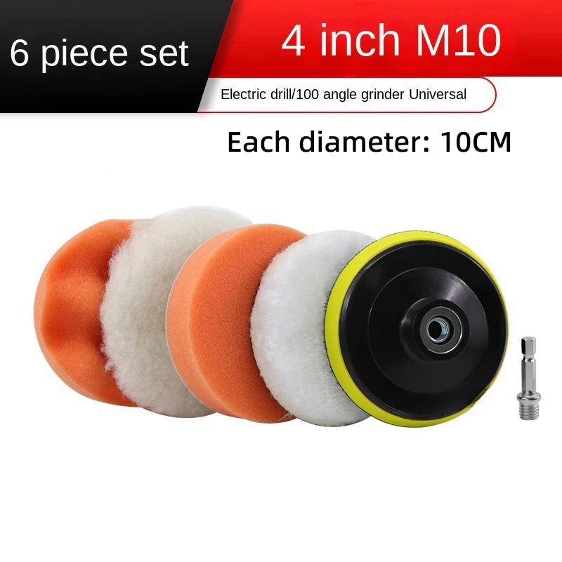Drill Polishing Pad Set for Car Detailing - Foam, Plush & Waxing Kit
