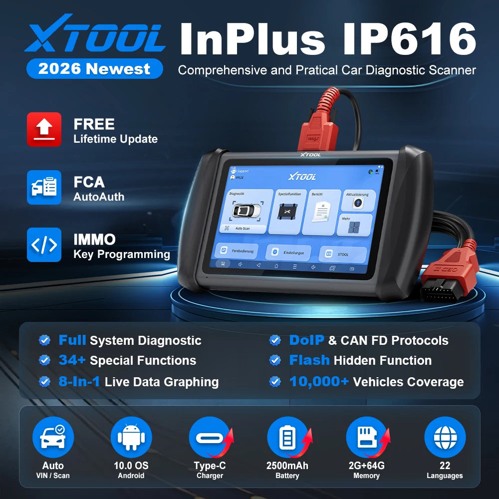 XTOOL InPlus IP616 All-System OBD2 Scanner with 34+ Reset Services