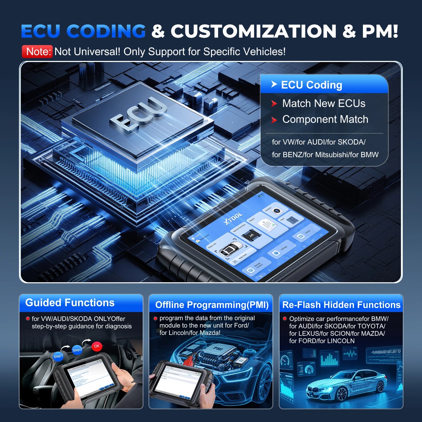 XTOOL D8S Bidirectional OBD2 Scanner with ECU Coding & 42+ Service Functions