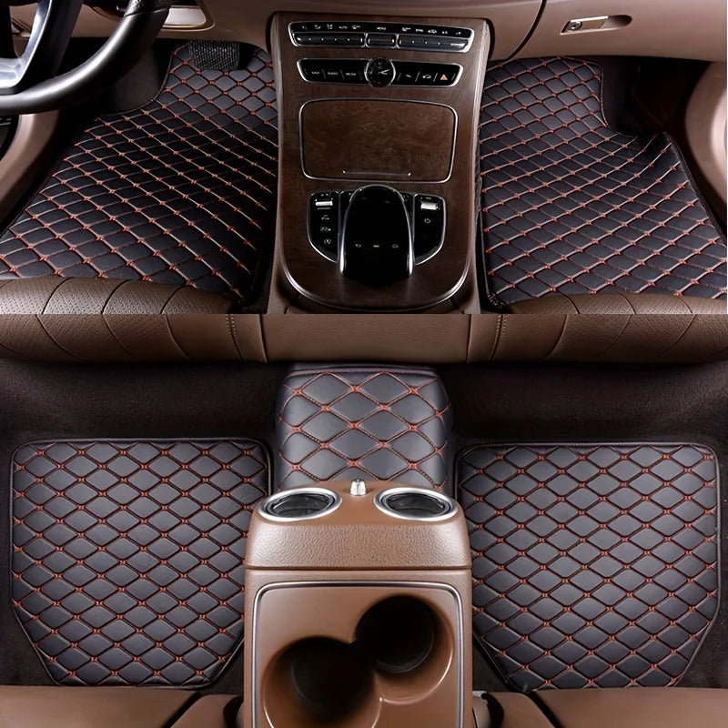 Universal 5-Piece PU Leather Car Floor Mat Set