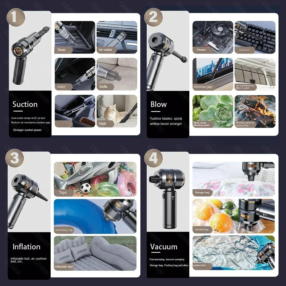 Wireless Handheld Car Vacuum Cleaner with 3 Cleaning Modes