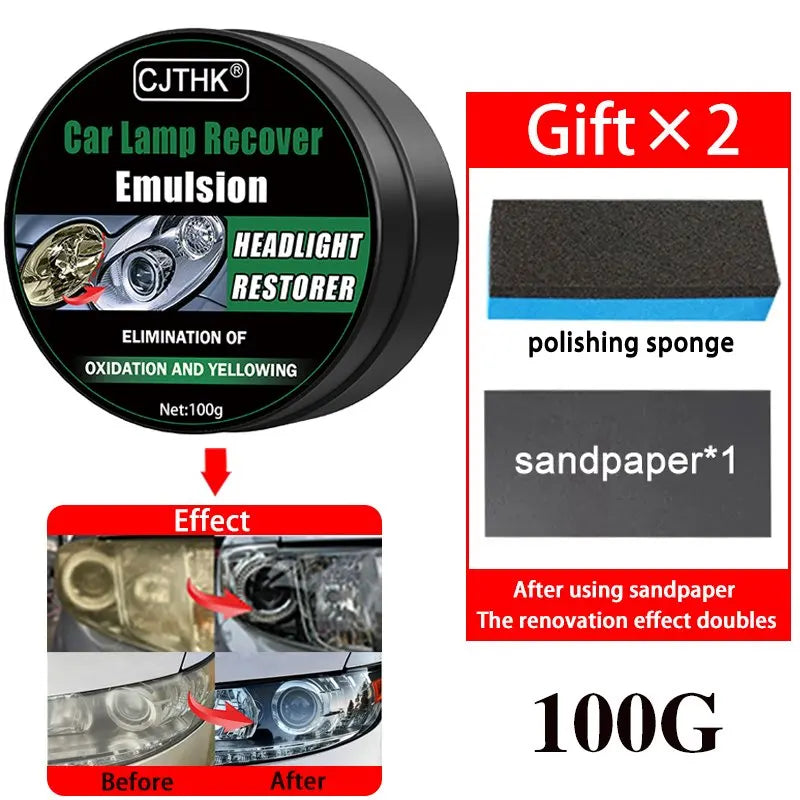 Car Headlight Restoration Kit with Oxidation & Scratch Remover