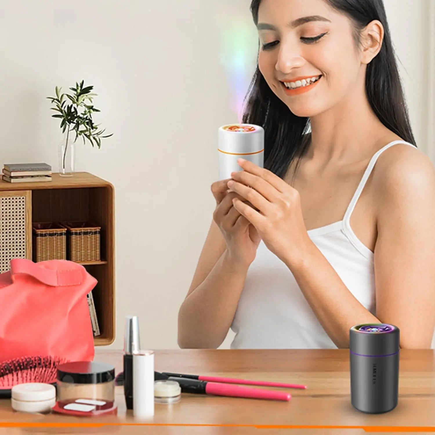 Mini USB Air Humidifier & Aroma Diffuser with Color Light