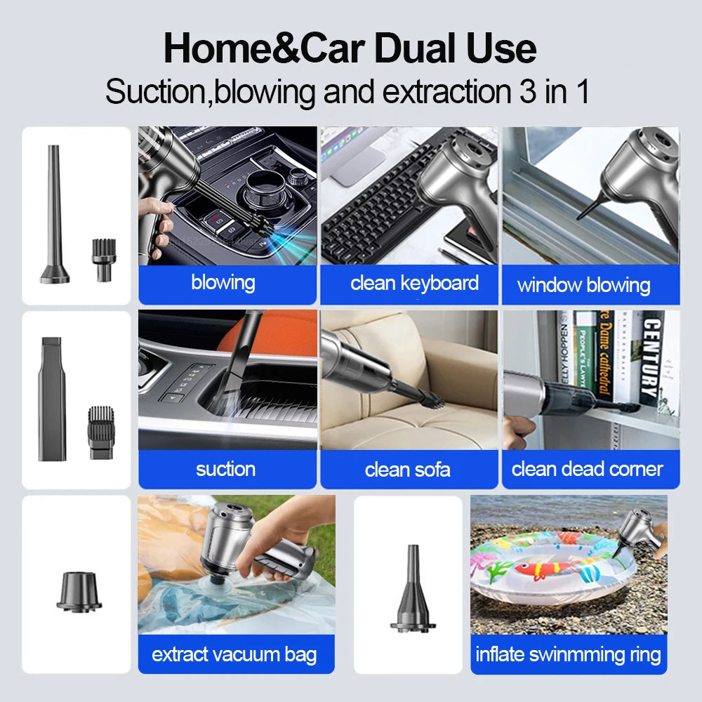 Wireless Handheld Car Vacuum Cleaner with 2 Power Modes (Basic & Pro 95000Pa)