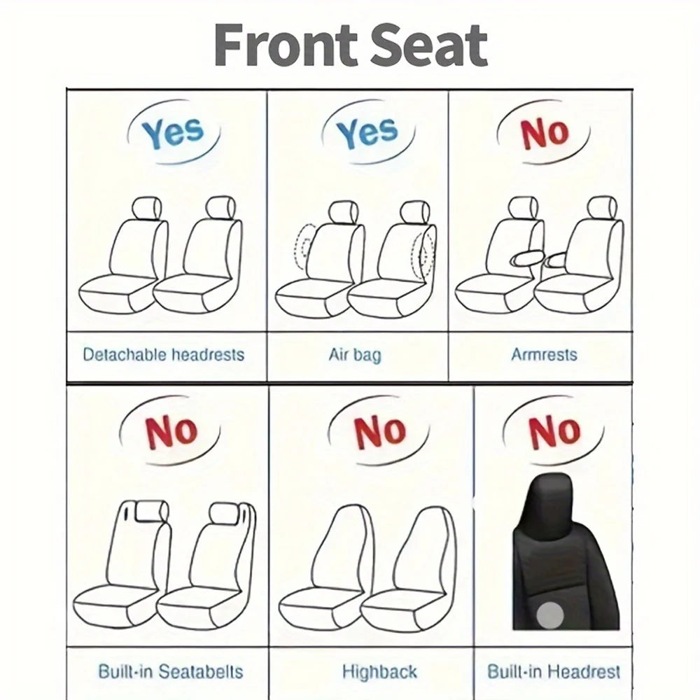 Universal PU Leather Car Seat Cover Set for 5-Seater Cars
