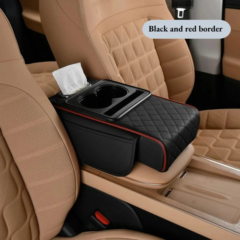 Premium Center Console Armrest Cushion with Dual Cup Holders