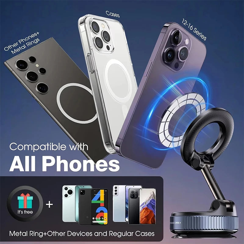 MagSafe Magnetic Vacuum Phone Mount with 360° Rotation