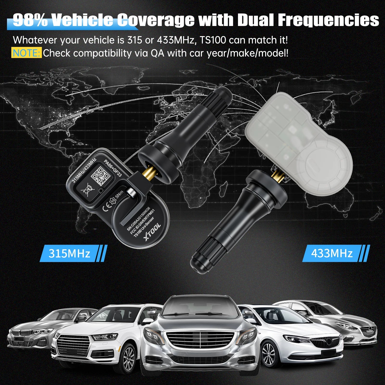 XTOOL TS100PRO TPMS Sensor Rubber Version 315MHz/433MHz