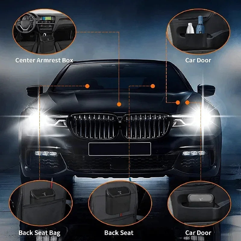 Compact Leakproof Car Trash Bin with Lid