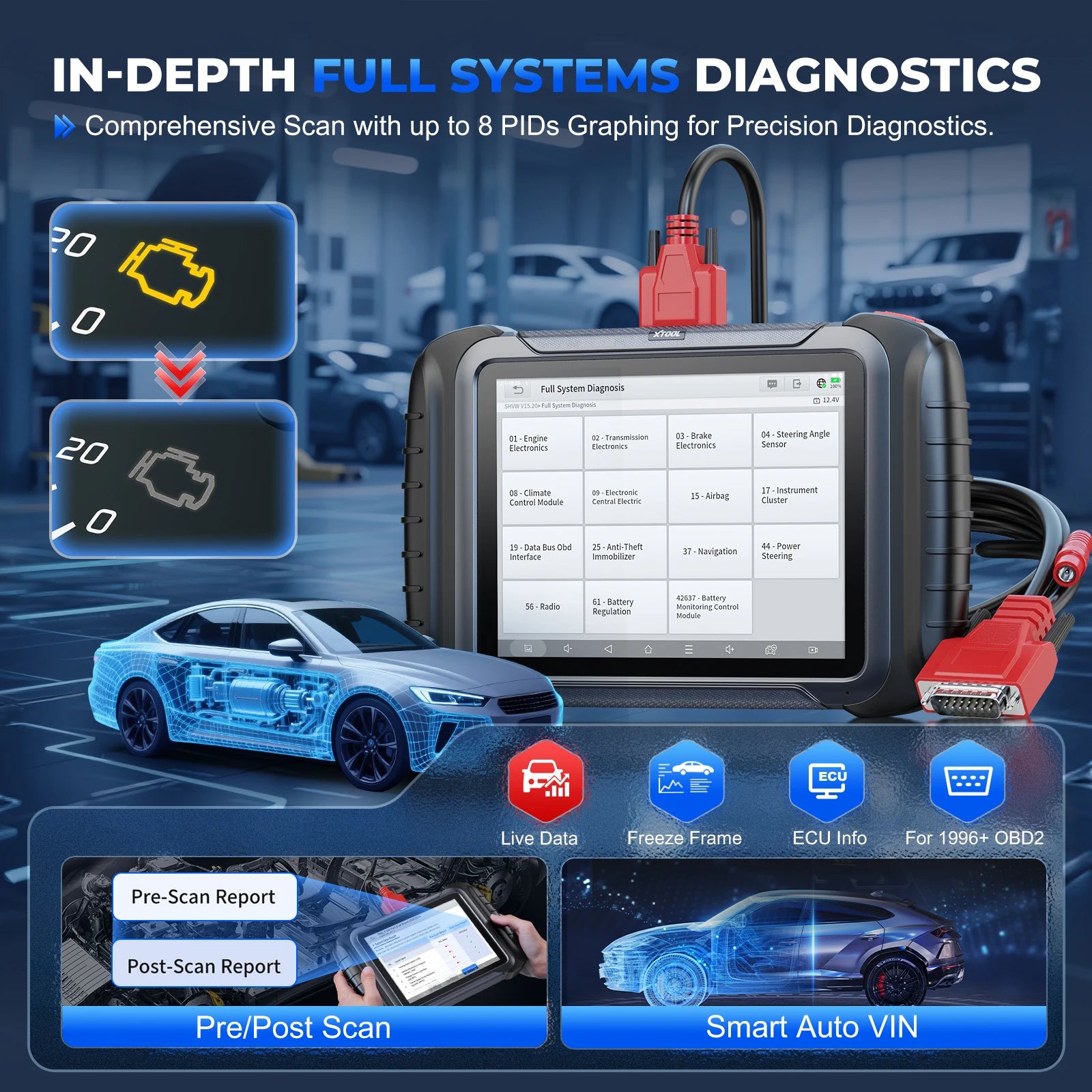 XTOOL D8S Bidirectional OBD2 Scanner with ECU Coding & 42+ Service Functions