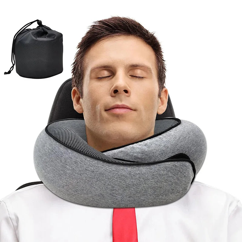360° Memory Foam Travel Neck Pillow – Adjustable U-Shaped Neck Support for Travel & Sleep